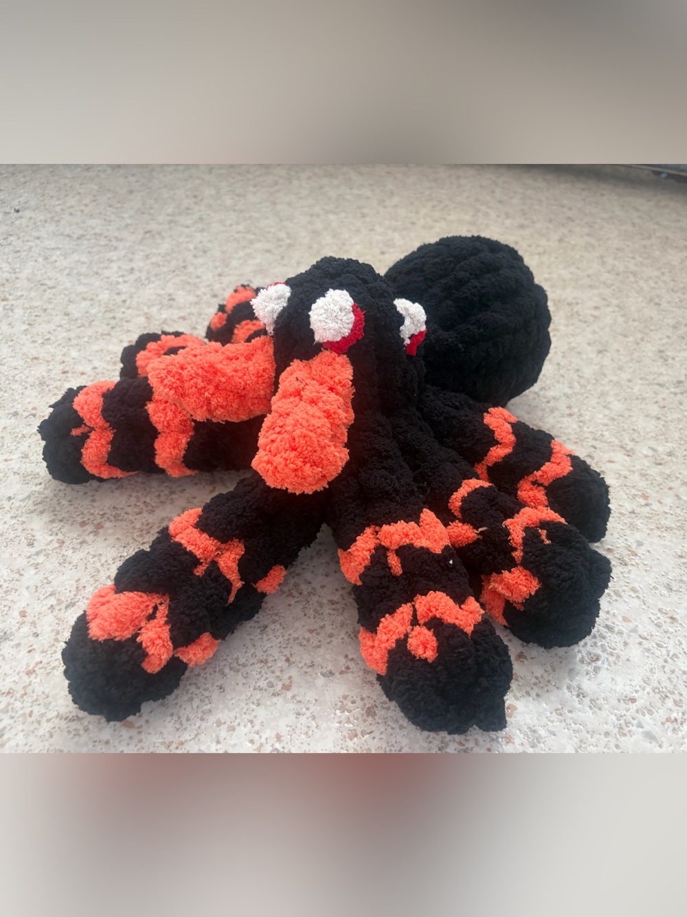 Plush Spider Toy - Black & Orange Soft Stuffed Spider